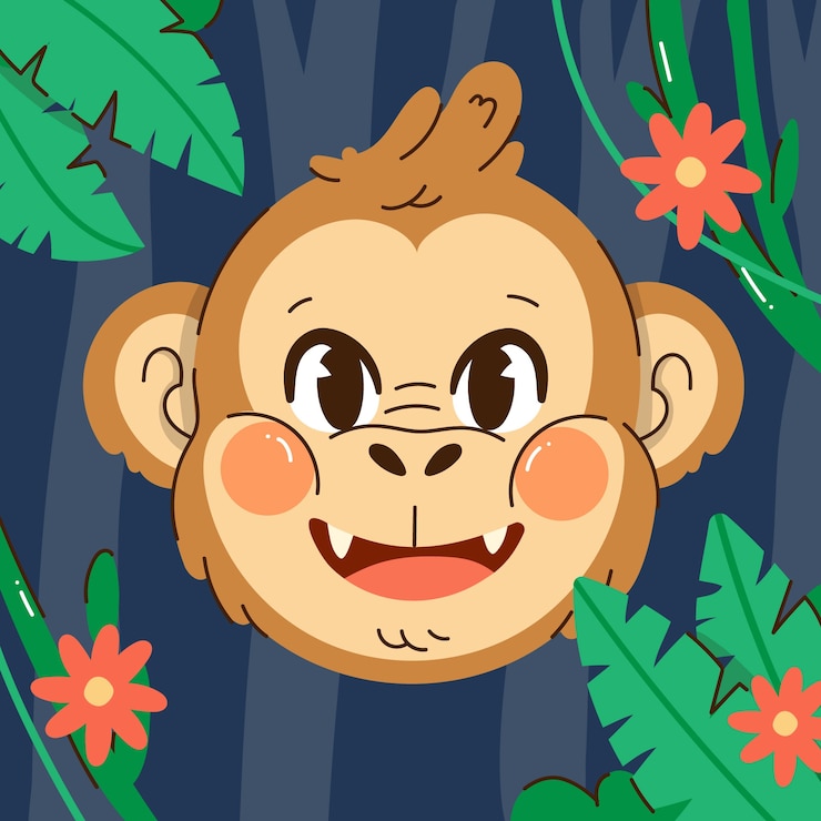 Free Vector hand drawn cartoon monkey face illustration