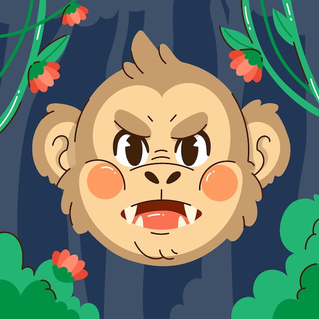 手描き漫画猿の顔イラスト