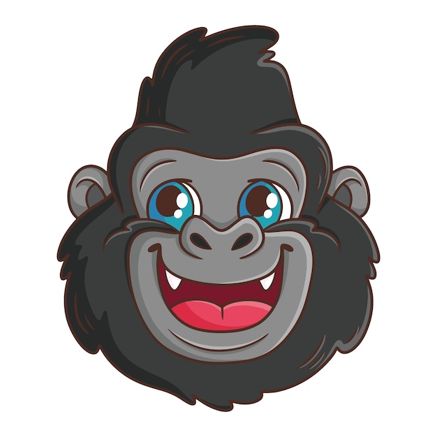 Hand drawn cartoon monkey face illustration