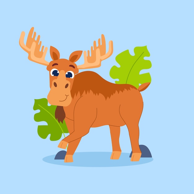 Hand drawn cartoon moose illustration