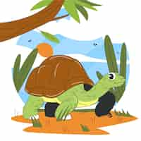 Free vector hand drawn cartoon old turtle illustration