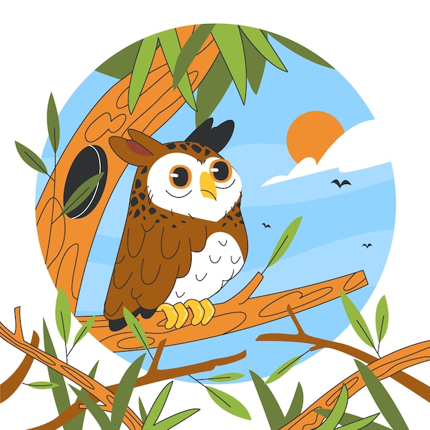 Free vector hand drawn cartoon owl illustration