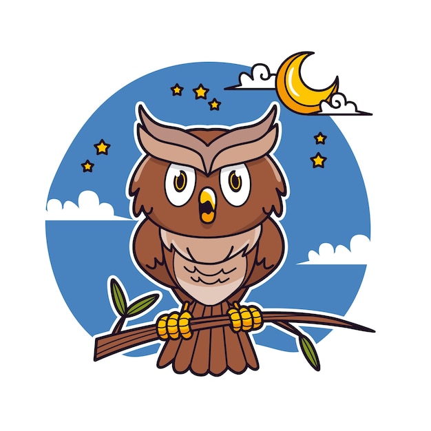 Free vector hand drawn cartoon owl illustration