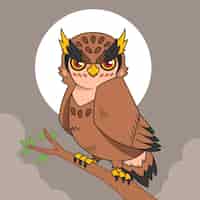 Free vector hand drawn cartoon owl illustration
