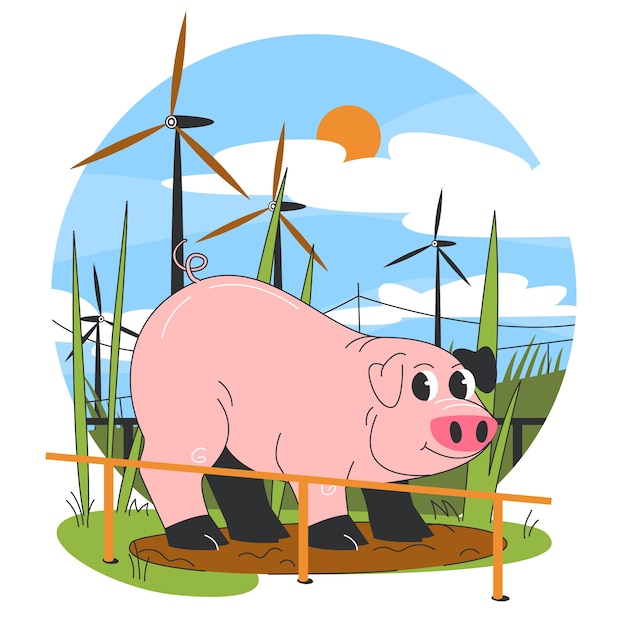 Free vector hand drawn cartoon pig illustration