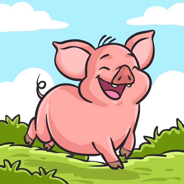 Free vector hand drawn cartoon pig illustration