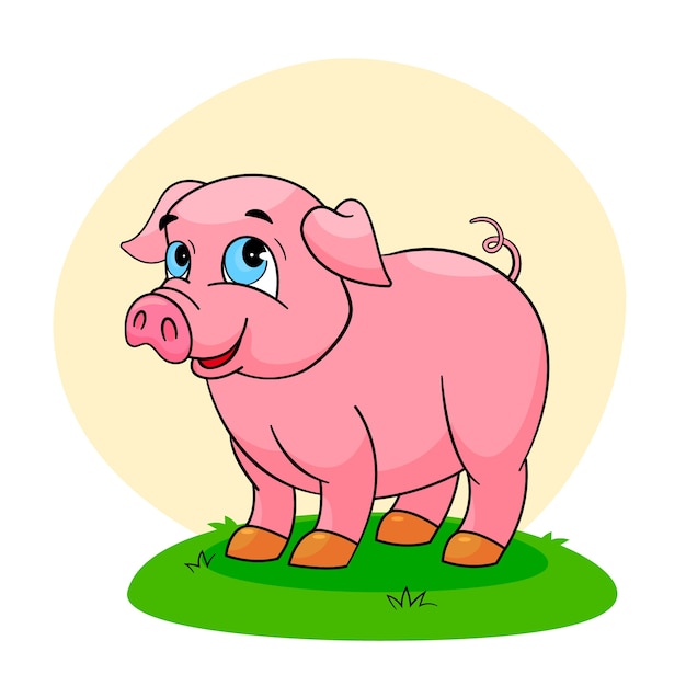 Hand drawn cartoon pig illustration