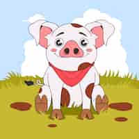 Free vector hand drawn cartoon pig  illustration