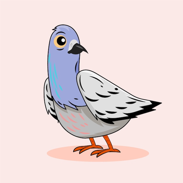 Free vector hand drawn cartoon pigeon illustration