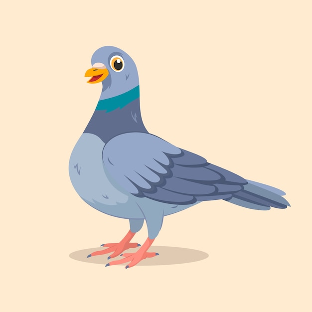 Hand drawn cartoon pigeon illustration