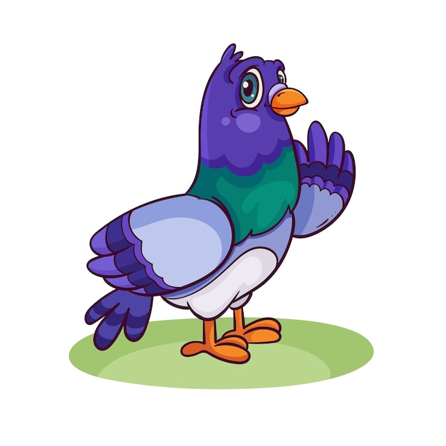 Hand drawn cartoon pigeon illustration