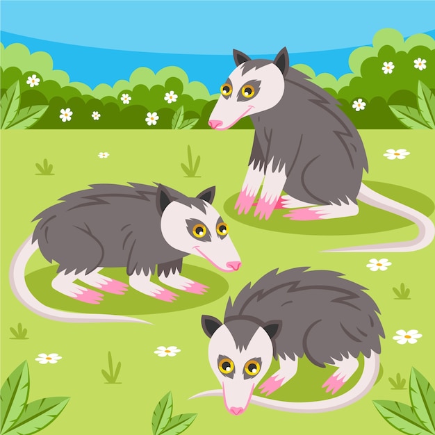 Free vector hand drawn cartoon possum illustration