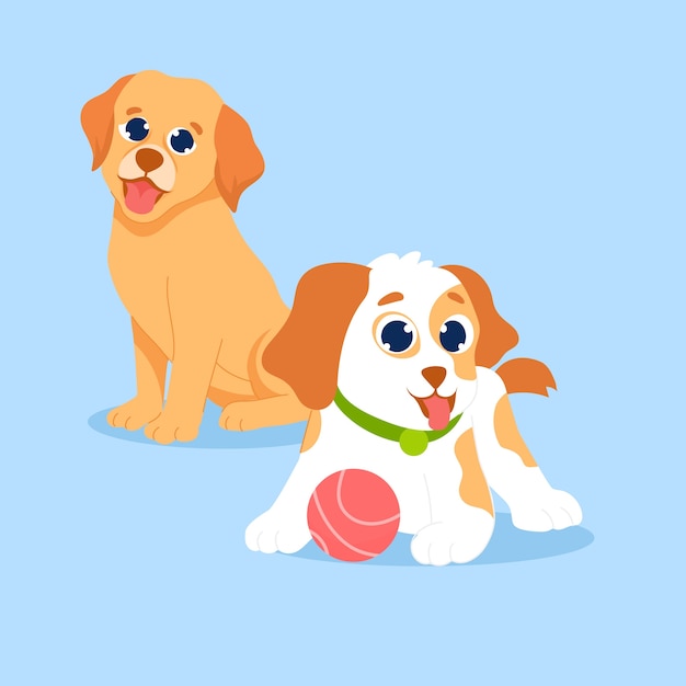Бесплатное векторное изображение Нарисованная рукой иллюстрация щенка шаржа