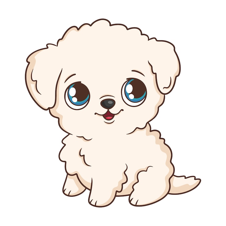 무료 Vector 손으로 그린 만화 강아지 그림