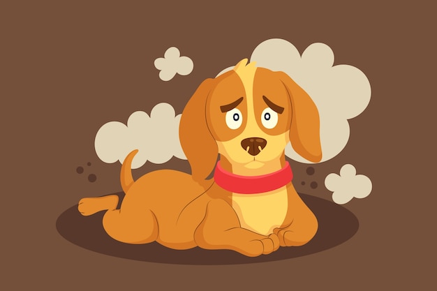 Hand drawn cartoon sad dog illustration