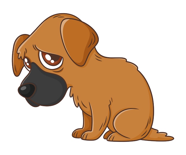 手描き漫画悲しい犬イラスト
