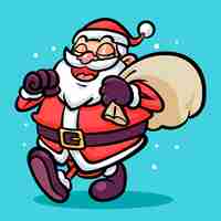 Free vector hand drawn cartoon santa illustration for christmas season