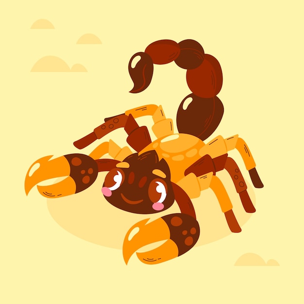 Hand drawn cartoon scorpion  illustration