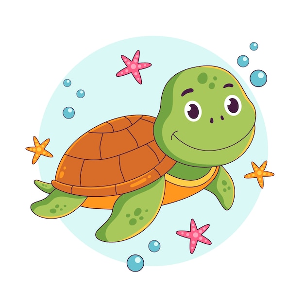 Free vector hand drawn cartoon sea turtle illustration