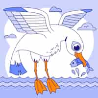 Free vector hand drawn cartoon seagull illustration