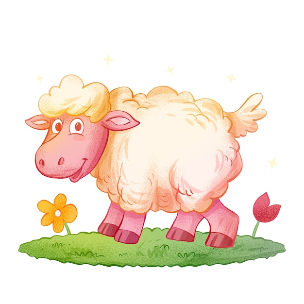 Free vector hand drawn cartoon sheep illustration