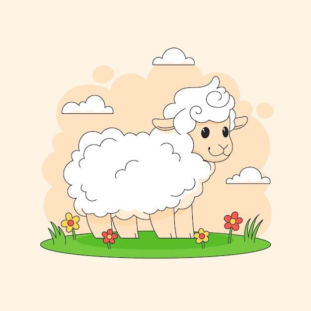 Free vector hand drawn cartoon sheep illustration