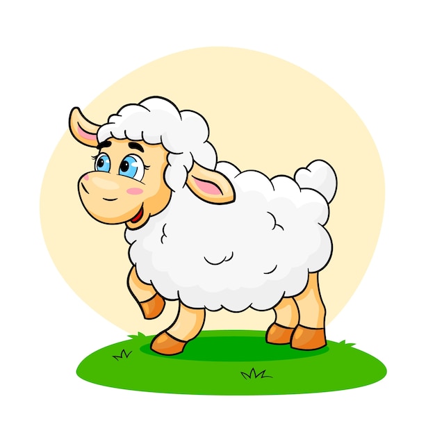 hand drawn cartoon sheep illustration