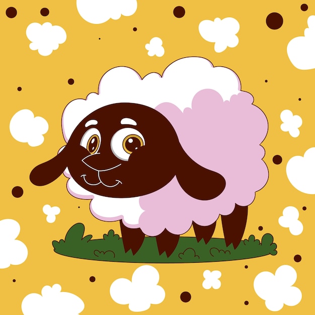 Нарисованная рукой иллюстрация овцы шаржа