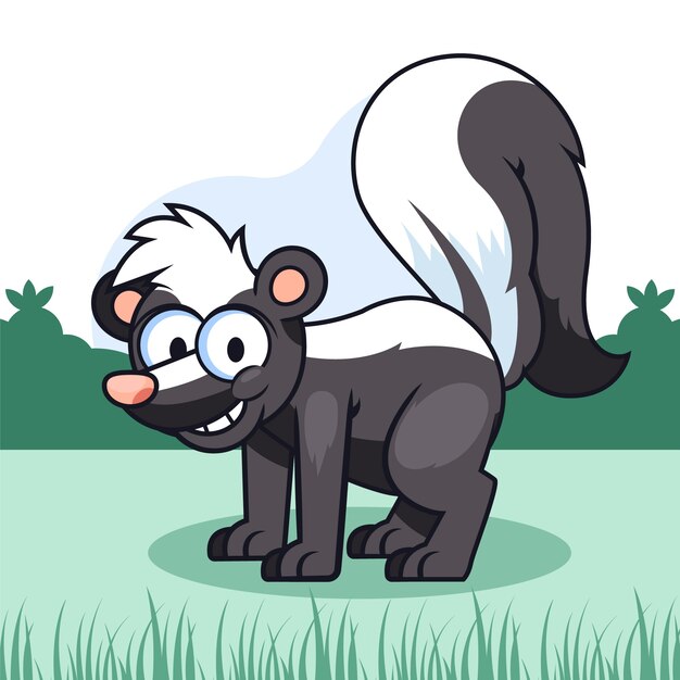 Hand drawn cartoon skunk illustration