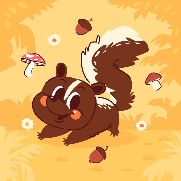 Hand drawn cartoon skunk  illustration