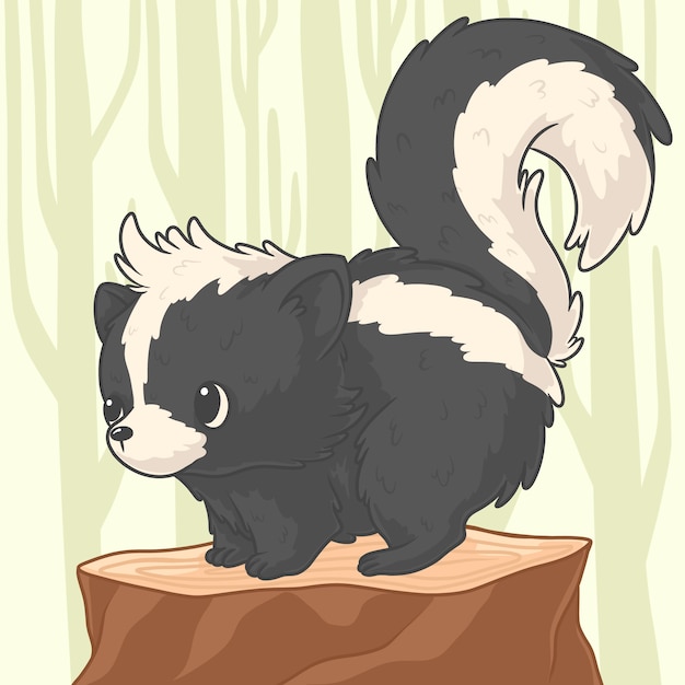 Free vector hand drawn cartoon skunk  illustration