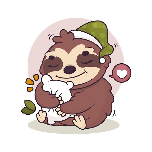 Hand drawn cartoon sloth illustration