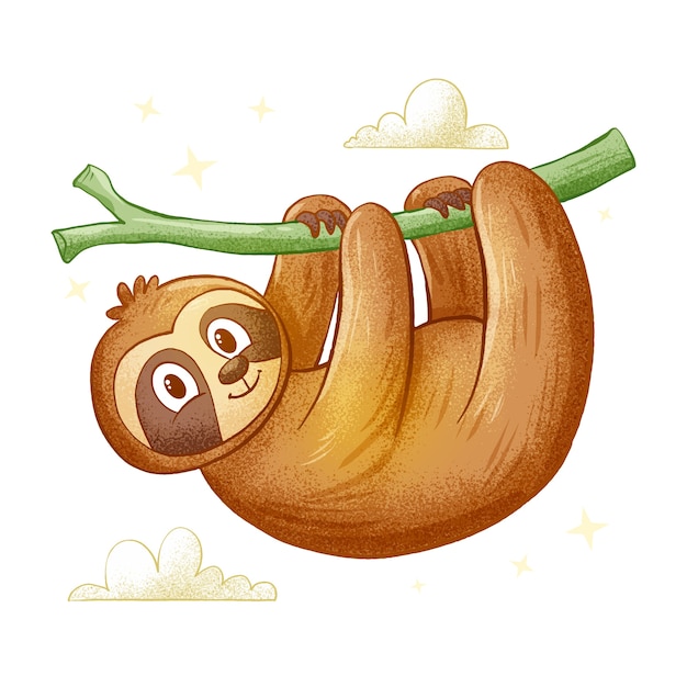 Free vector hand drawn cartoon sloth illustration