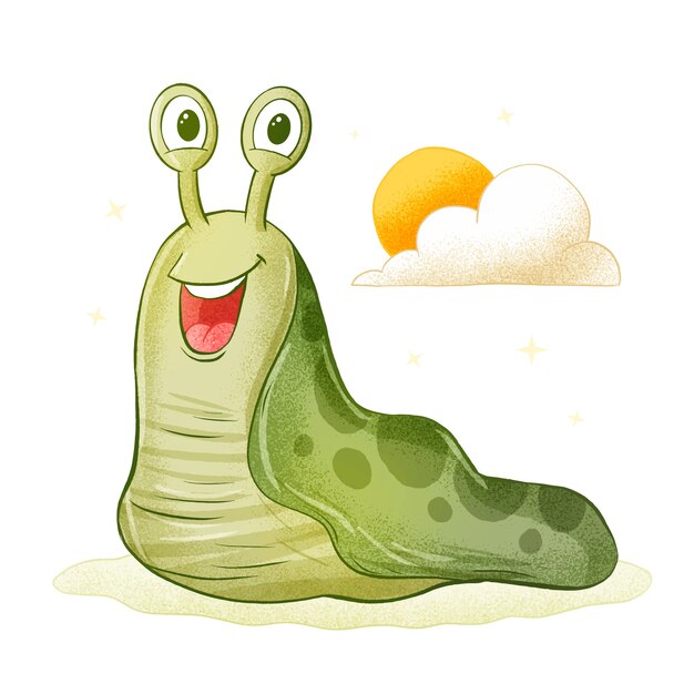 Hand drawn cartoon slug illustration