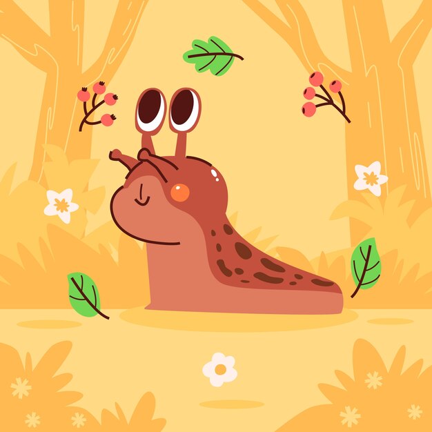 Hand drawn cartoon slug  illustration