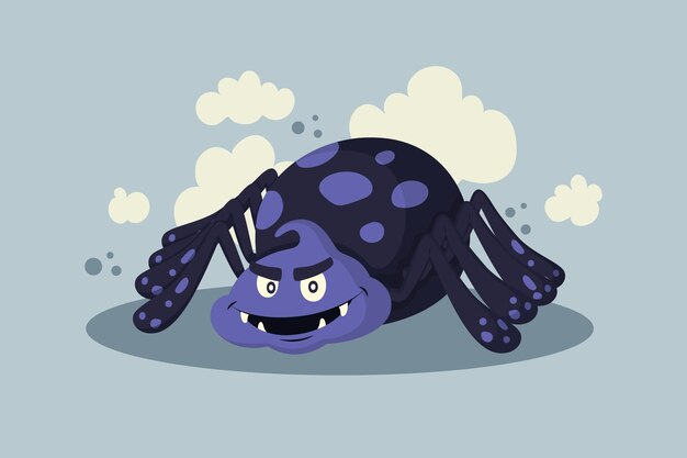 Hand drawn cartoon spider illustration