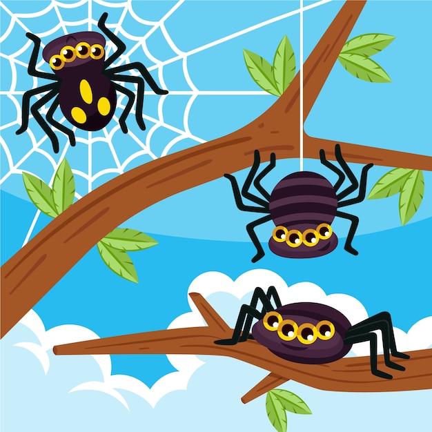 Hand drawn cartoon spider illustration