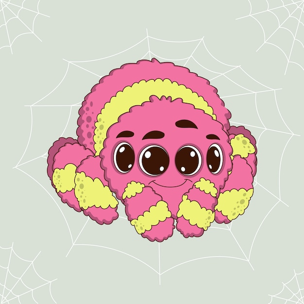 Нарисованная рукой иллюстрация паука шаржа