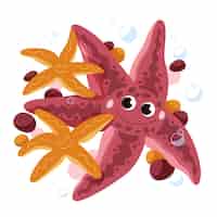 Бесплатное векторное изображение Нарисованная рукой иллюстрация морской звезды шаржа