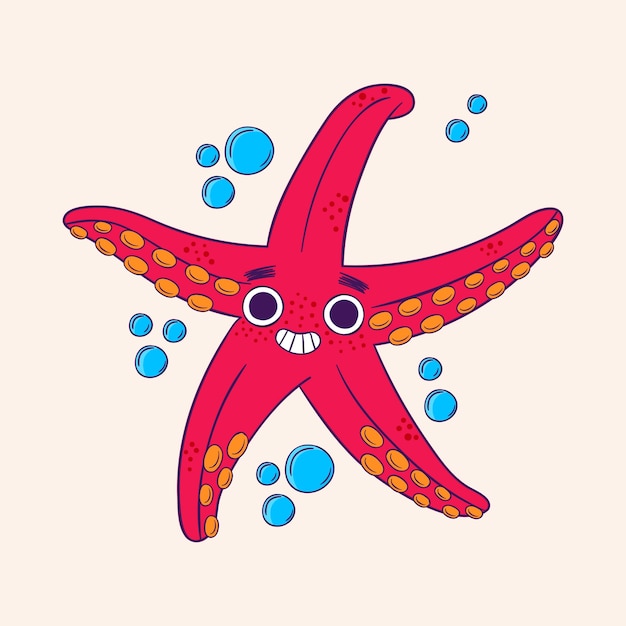 Free vector hand drawn cartoon starfish  illustration