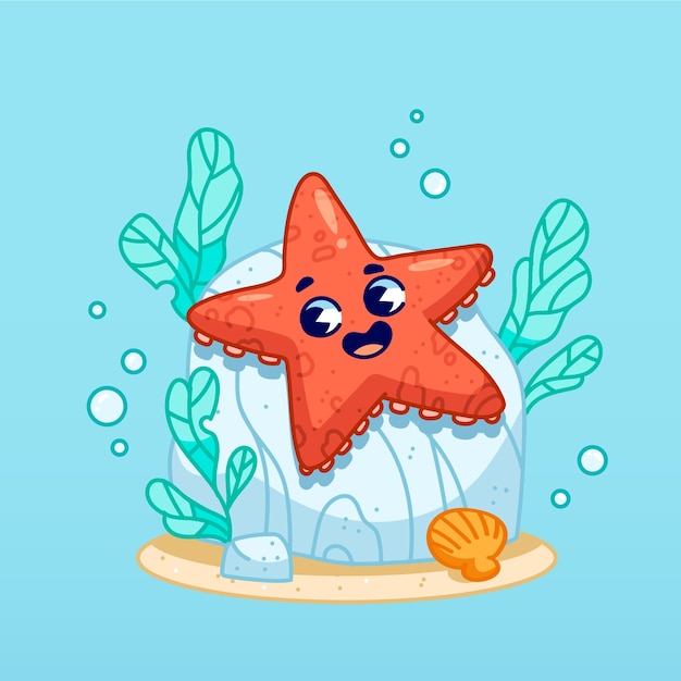 Free vector hand drawn cartoon starfish  illustration