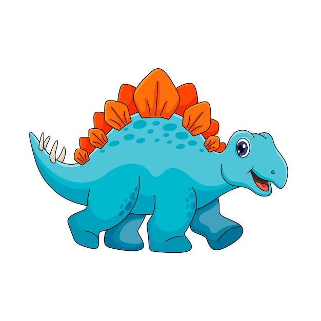 무료 벡터 손으로 그린 만화 stegosaurus 그림