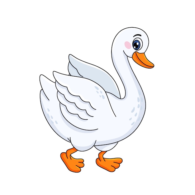 Hand drawn cartoon swan illustration