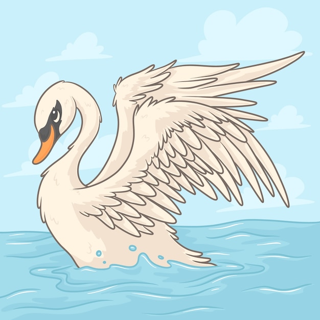 Free vector hand drawn cartoon swan illustration