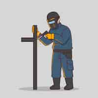 Free vector hand drawn cartoon welder illustration