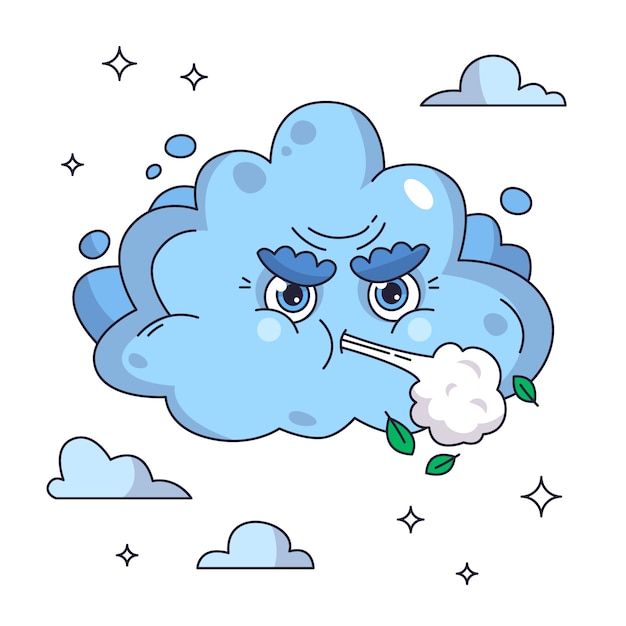 손으로 그린 만화 바람 그림