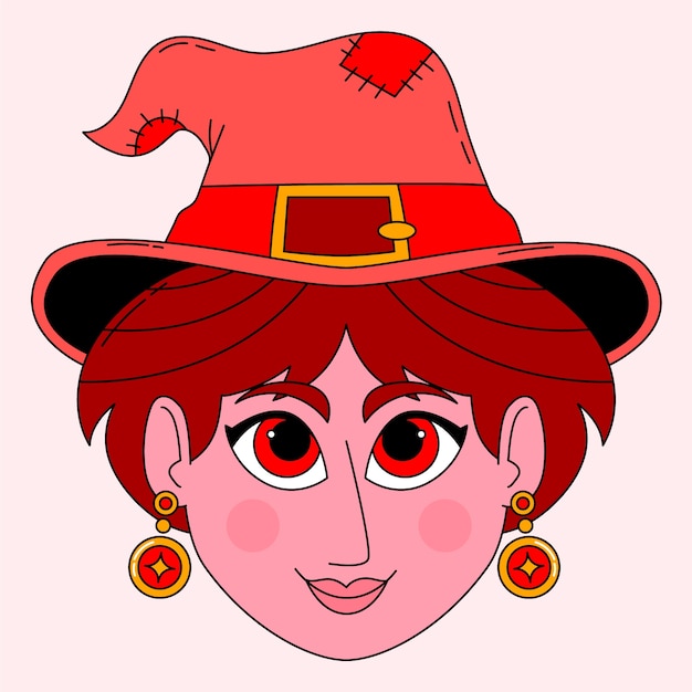 Free vector hand drawn cartoon witch face illustration