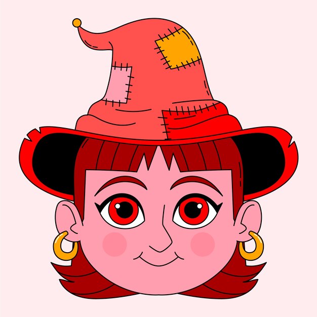 Free vector hand drawn cartoon witch face illustration