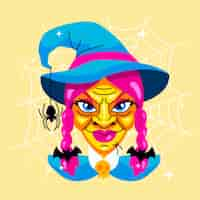 Free vector hand drawn cartoon witch face illustration