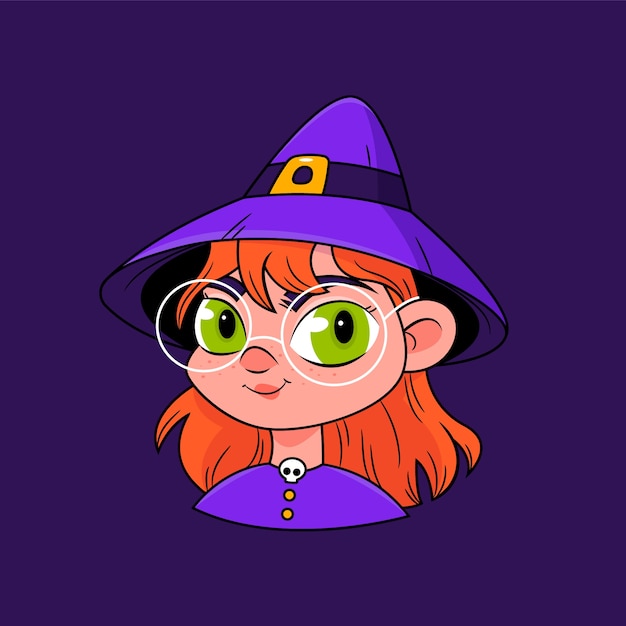 Free vector hand drawn cartoon witch face illustration